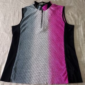 Jamie Sadock Sleeveless Zip Golf Top L Multicolor Activewear